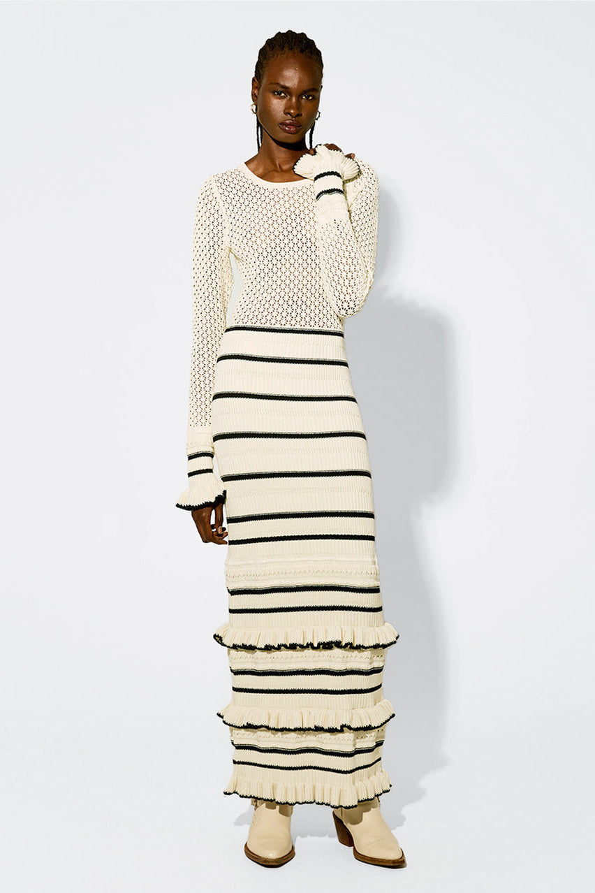 Audrey Stripe Ribbed Knit Maxi Dress