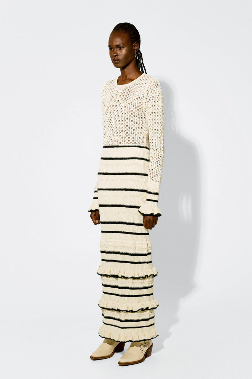 Audrey Stripe Ribbed Knit Maxi Dress