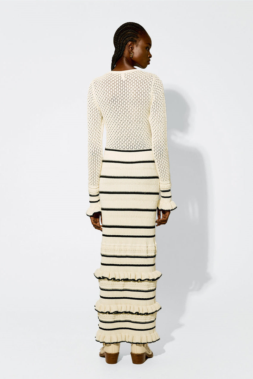 Audrey Stripe Ribbed Knit Maxi Dress