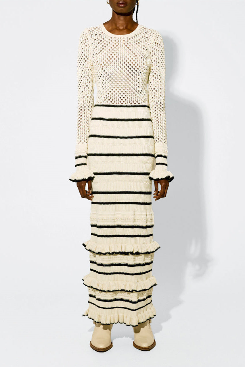 Audrey Stripe Ribbed Knit Maxi Dress