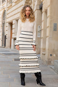 Audrey Stripe Ribbed Knit Maxi Dress