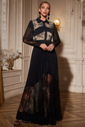 Jamie Lace Pleated Maxi Dress