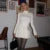 Knitted Flare Sleeve Mini Dress Turtleneck Slim Pleated Short Dresses Female Autumn Knitwear