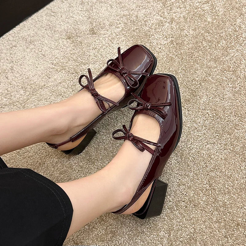 Summer Cover Toe Sandals Butterflyknot Party Dress Singbacks Mules Shoes Zapatos De Mujer