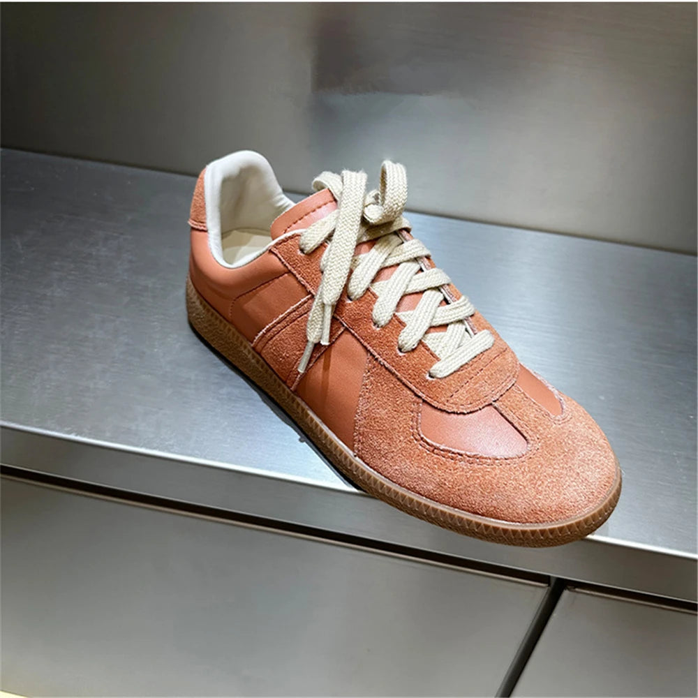 New Genuine Leather Sneakers Crosstied Comfort Flats Shoes Woman Sport Shoes Female Sneakers