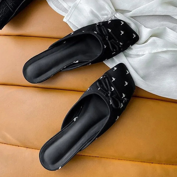 Baotou Half Slippers Summer Outerwear Super Fire Half Top Satin Mill Shoes Thailand Beach Cool Slippers Lazy Shoes