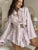 Printed Lace-up 2 Piece-set Shorts Outfits Female Lapel Contrast Patchwork Top Cardigan and High Waist ’s Shorts Sets