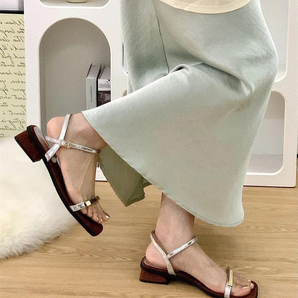 Sandals Block Heels Clear Shoes Suit Female Beige Buckle Strap Open Toe New Chunky Low Black Comfort Peep Pu