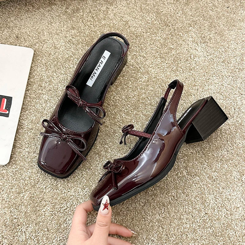 Summer Cover Toe Sandals Butterflyknot Party Dress Singbacks Mules Shoes Zapatos De Mujer