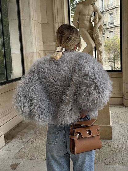 Faux Fur Jackets Loose Warm Soft Cardigan Coats Female Winter Long Sleeves Outwears Lady