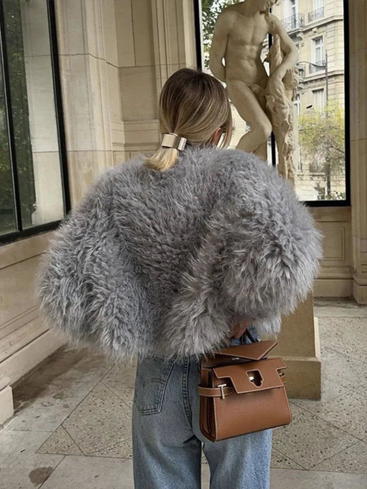 Faux Fur Jackets Loose Warm Soft Cardigan Coats Female Winter Long Sleeves Outwears Lady