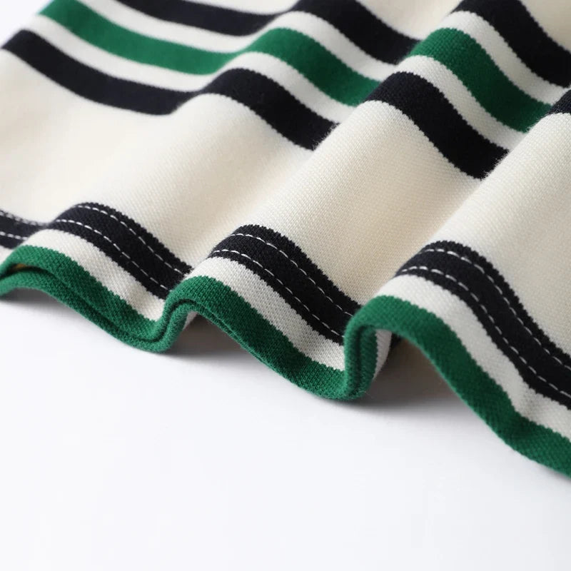 Stripe T-shirt Short Sleeve Female All Match Polo Shirts Summer New Loose Tops High Street