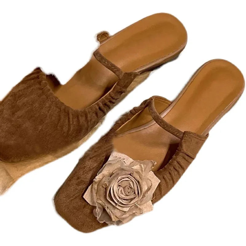 New Summer Half Slipper Mary Jane Shoes Mules Shoes Low Heel Sandal Outdoor Slipper