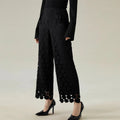 Spring Irregular Pants Hollow Out Straight Trousers Autumn High Waist Office Pants Harajuku