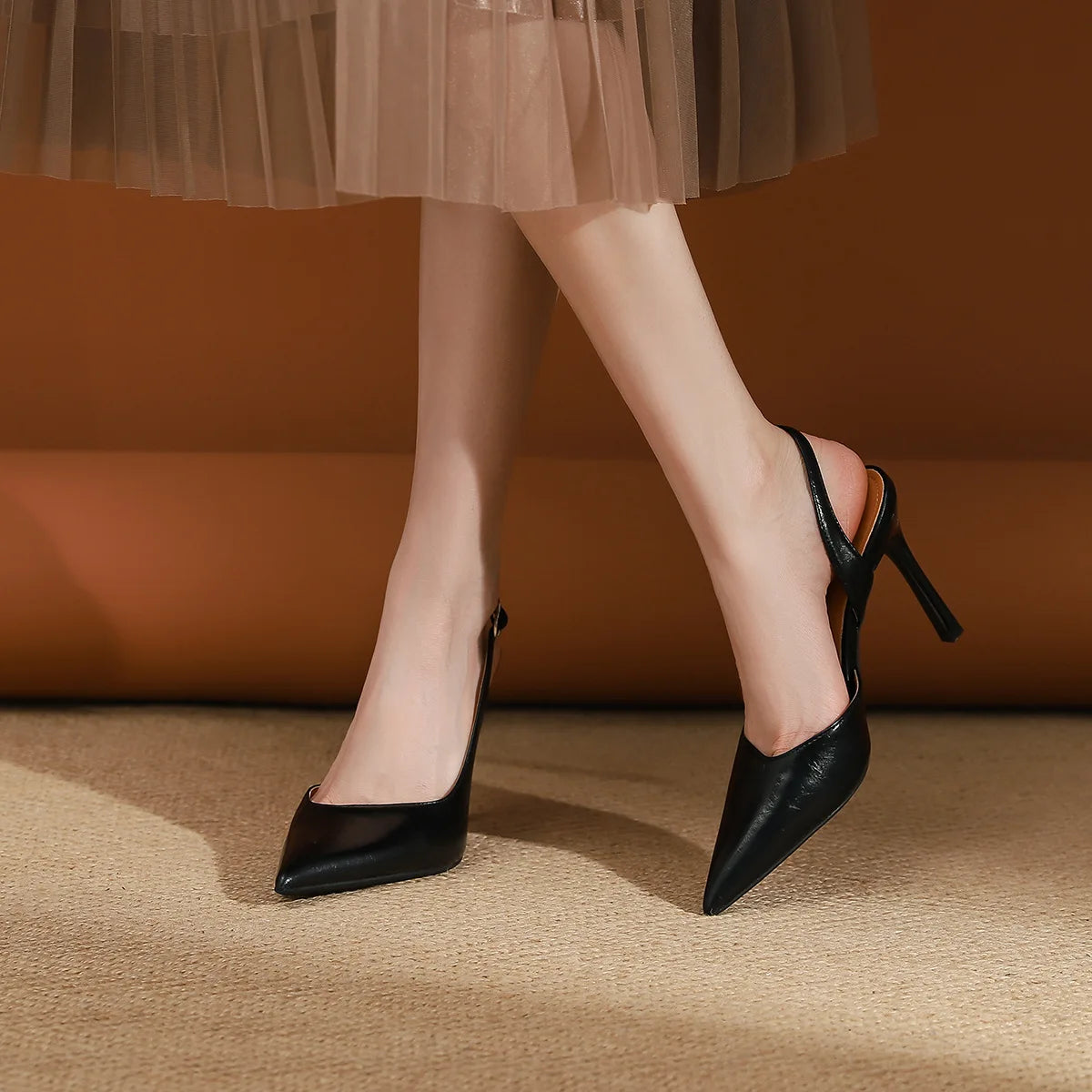 Comfort Shoes for Closed Toe Sandals Allmatch High Heels Suit Female Beige Summer Highheeled Pointed