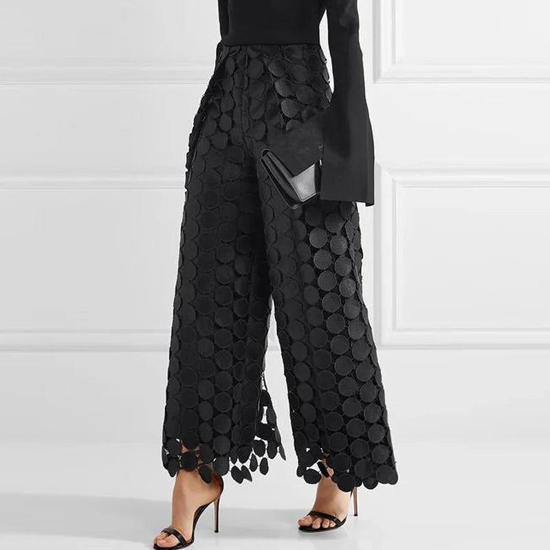 Spring Irregular Pants Hollow Out Straight Trousers Autumn High Waist Office Pants Harajuku