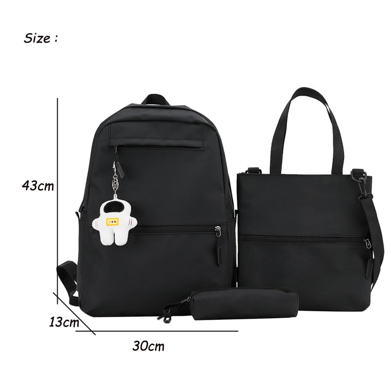 3 Pcs Set Harajuku Laptop Backpack Coating School Bags for Teenage Girl Kawaii College Student Kids Book Bag Rucksack