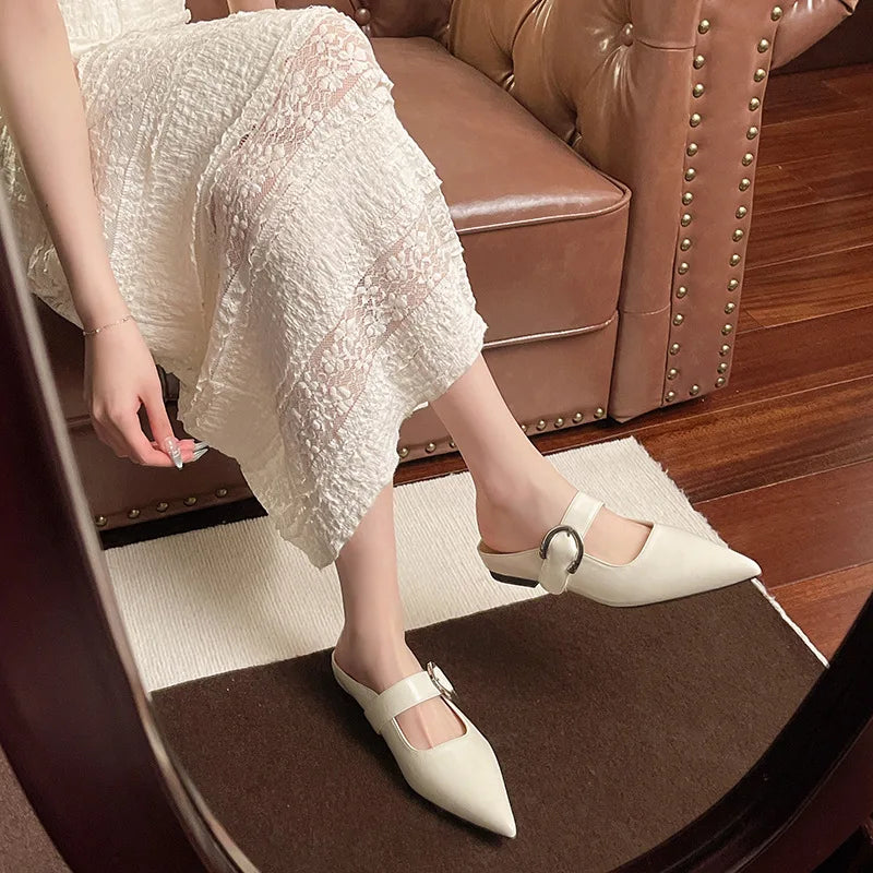 New French Style Low Heel Square Mary Jane Shoes Shoes Slippers Retro Fashionable Small Leather Shoes