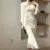 Korean Bodycon Midi Dresses for Mesh Patchwork Long Sleeve Fishtail Office Lady Mermaid Party Dress Slim Mermaid