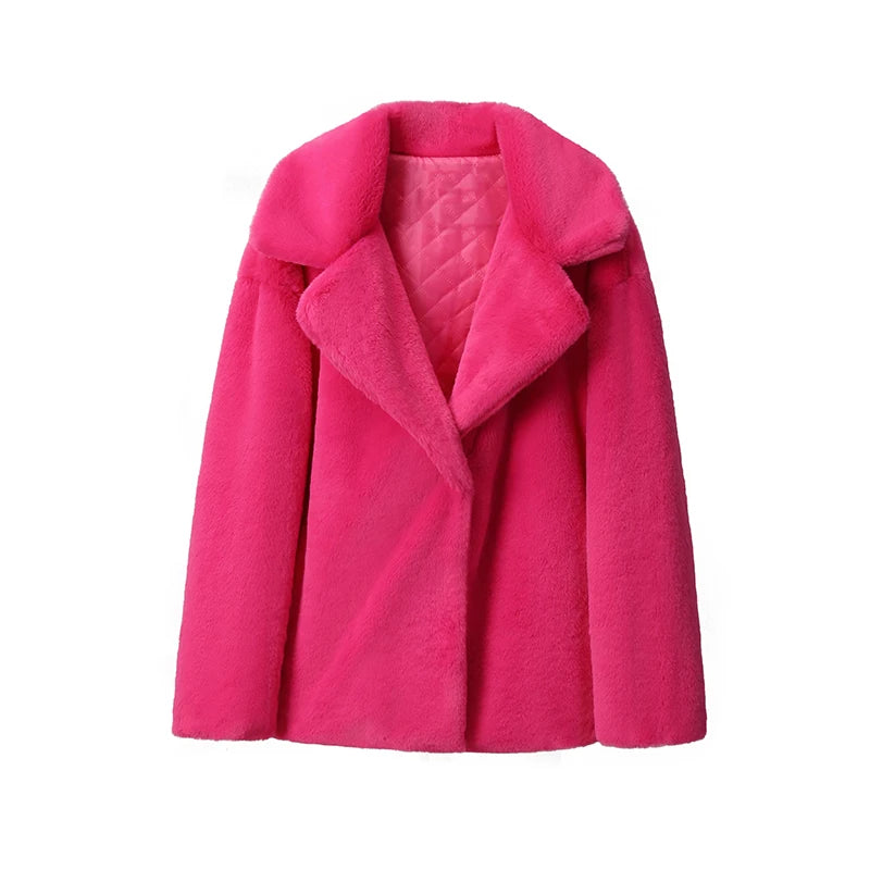Ins Brand Long Faux Rabbit Fur Coat Jacket Winter Oversized Shaggy Plush Fur Coats Street Overcoat