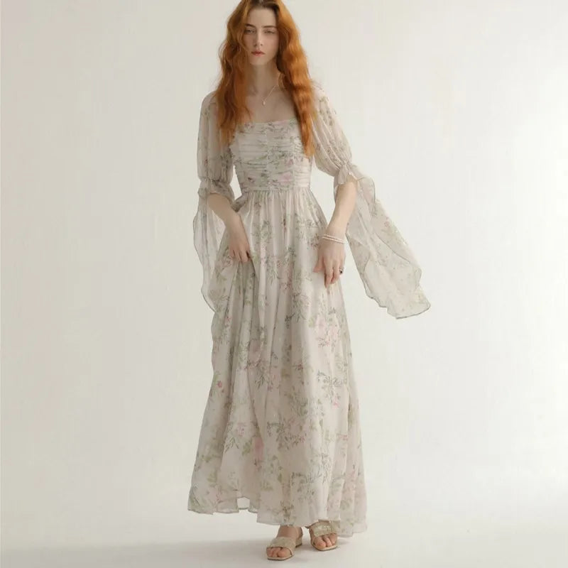 French Princess Long Dresses Autumn New A-line Evening Party Dress One Piece Vestidos Mujer