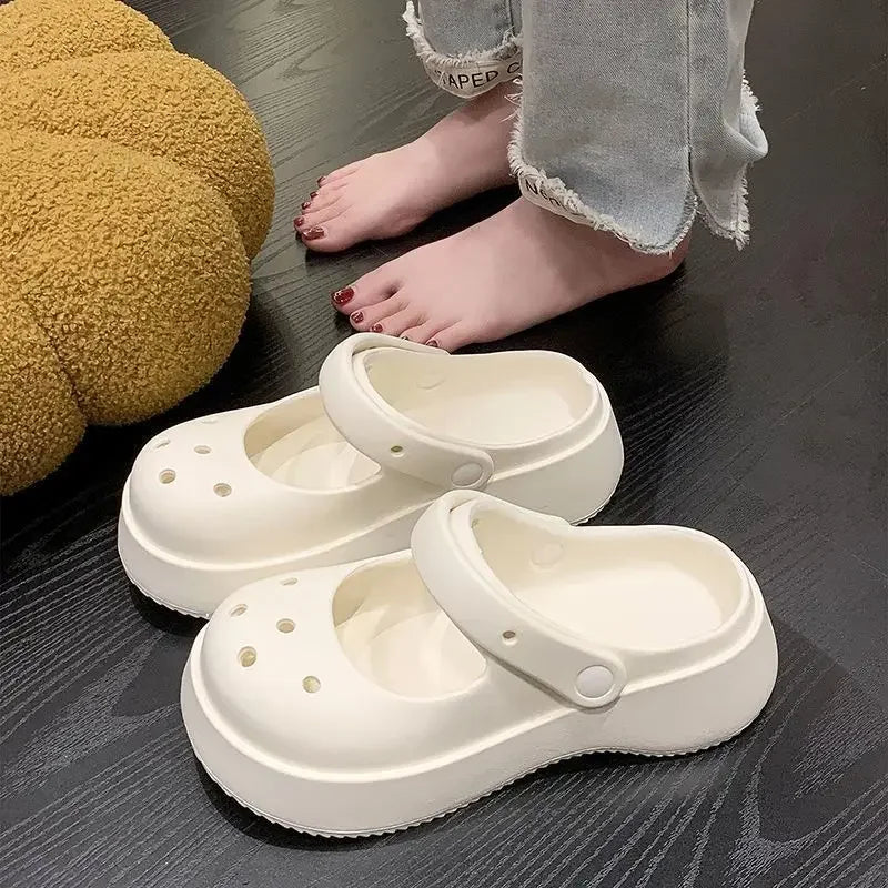Platform Kawaii Slides Shoes White Summer Slippers and Sandals on Beach Thick Normal Top Designs Vip 39