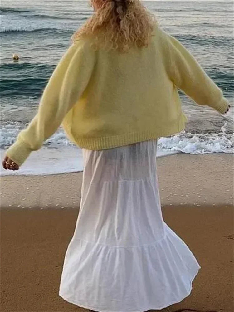 Loose Sweater Cardigan Coat for Long Sleeve Cropped Autumn Clothes Top Knitwear ’s Outwear