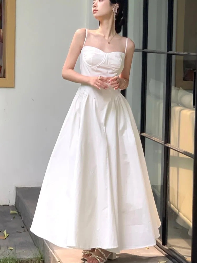 Spaghetti Strap Midi Dress Slim a Line Party Dresses Party Birthday Holiday Dress Clothing