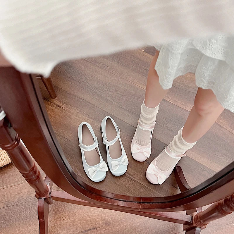 New Spring Autumn Mary Jane Shoes Shallow Round Toe Mid Heel Shoes Outdoor Single Pumps Shoes