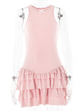 Julissa Mo Y2k Ruffles Dress Black Spaghetti Strap Mini Dress Female Summer Slim Outdoor Sporty