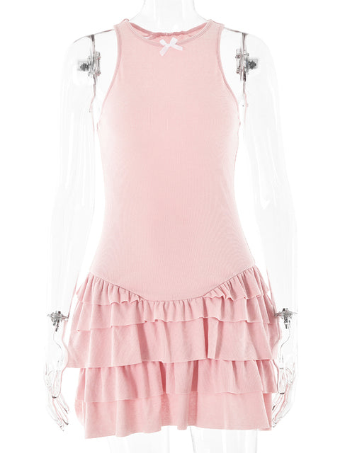 Julissa Mo Y2k Ruffles Dress Black Spaghetti Strap Mini Dress Female Summer Slim Outdoor Sporty