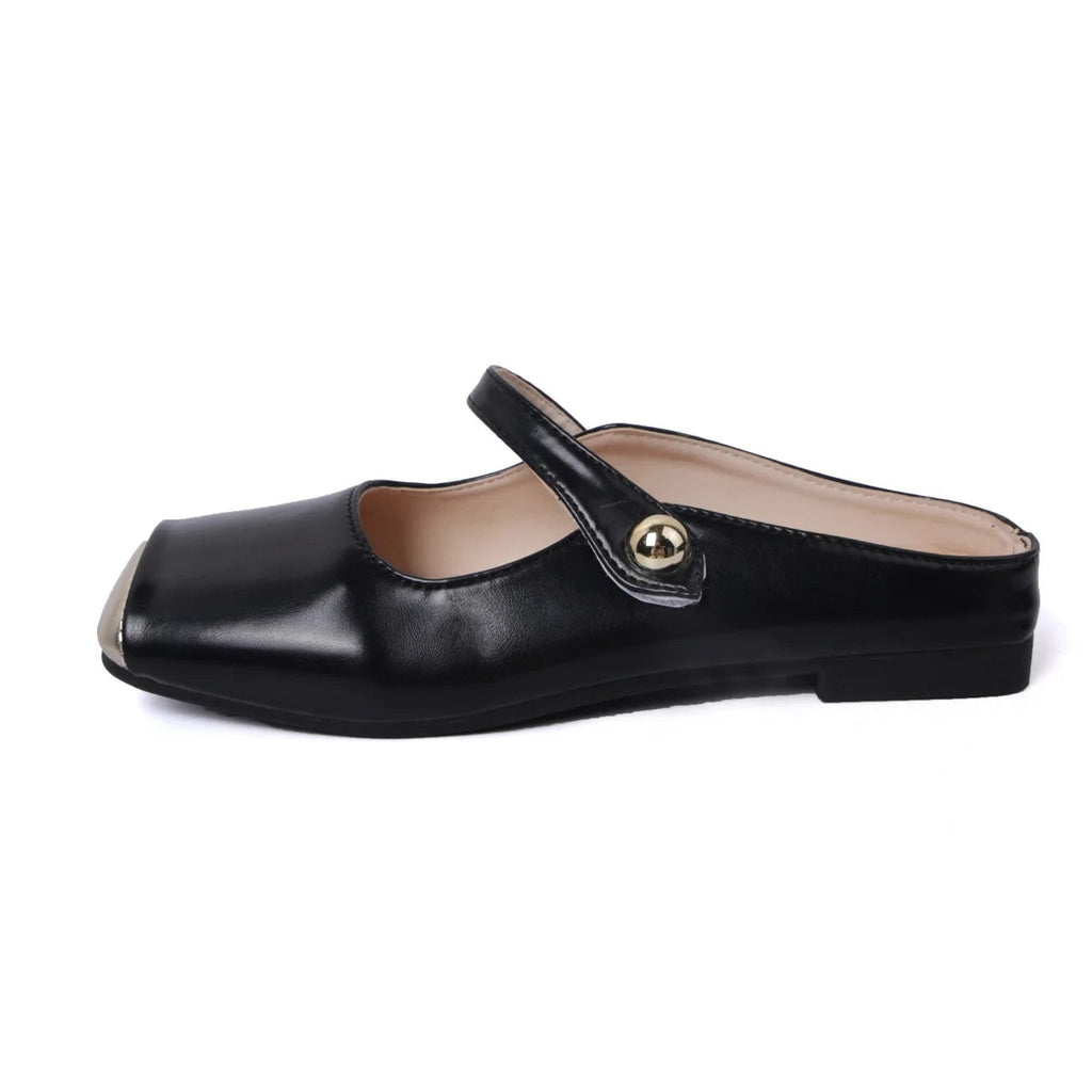 New Leather Low Heel Slipon Muller Shoes Soft Sole Shoes Outdoor Walking Woman Single Shoes