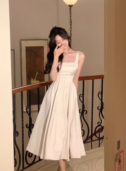 Satin Midi Dresses for Summer New Korean Vestido Wedding Evening Party Prom Clothes Female Robe