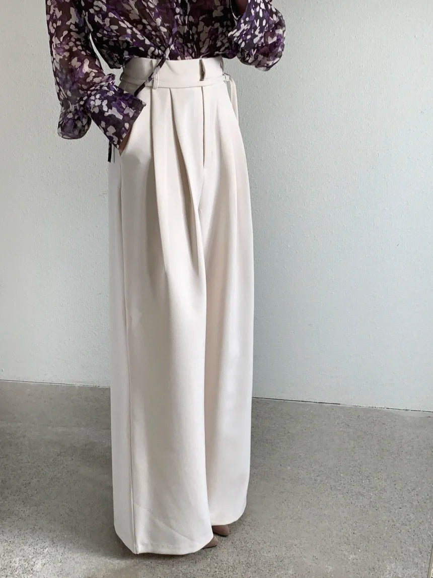 Drop Feeling Wide Leg Suit Pants Spring New High Waist Slimming Versatile Straight Leg Long Trousers