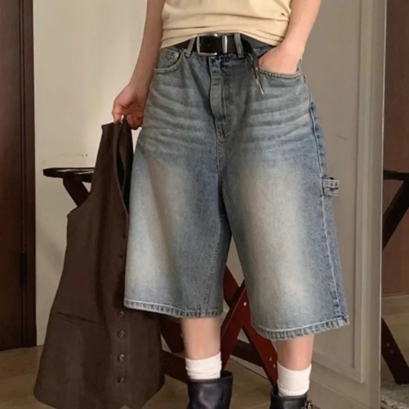 Y2k Clothes Denim Cargo Pants Spring Summer Ankle Length Trousers Pantalones De Mujer