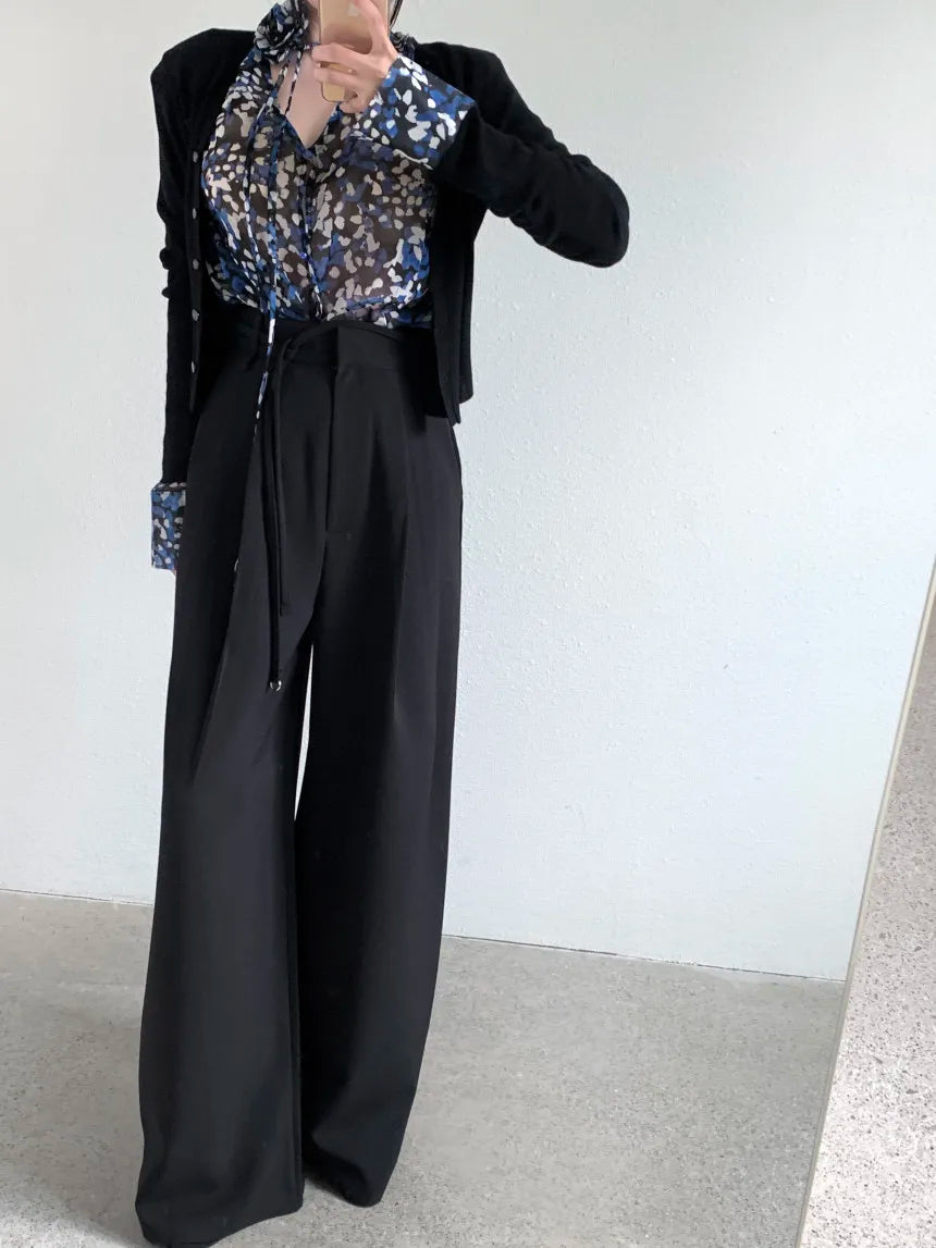 Drop Feeling Wide Leg Suit Pants Spring New High Waist Slimming Versatile Straight Leg Long Trousers