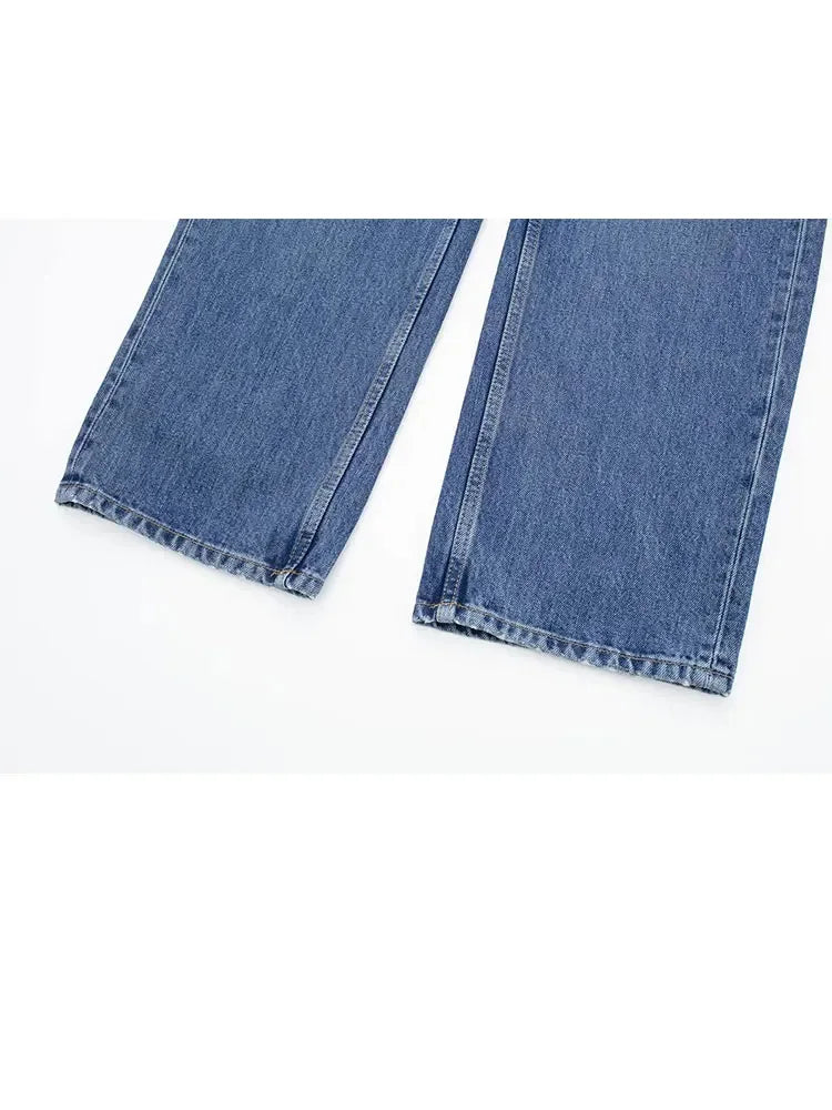 Spring Trousers for Denim Trend Tight Zipper Fly Long Pants Female With Pockets Woman's Straight Leg Jeans
