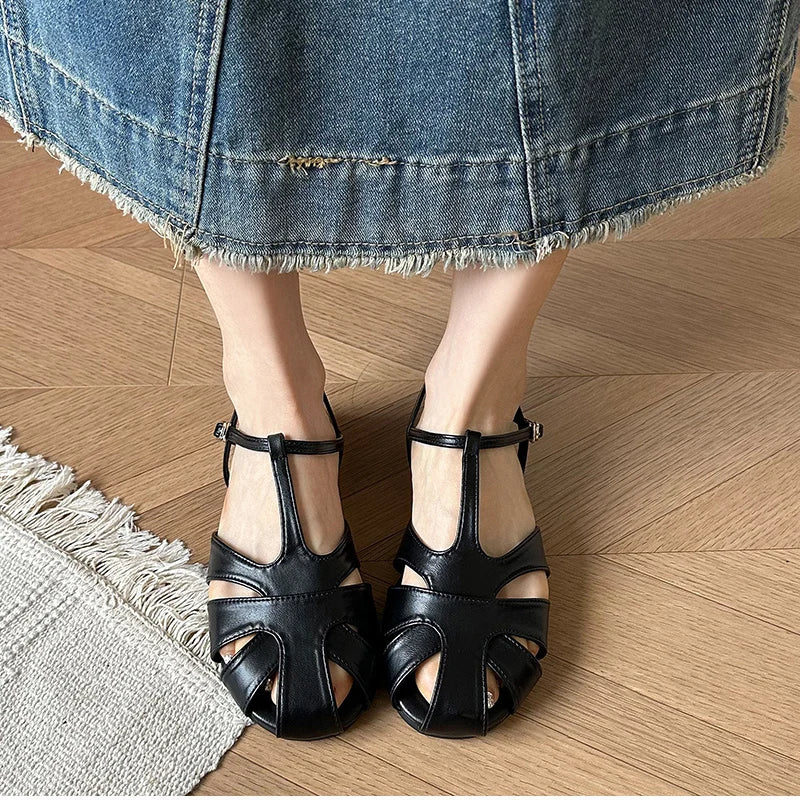 Retro Style Summer Hollow Out Flats Sandals Party Dress Gladiator Shoes Zapatos De Mujer