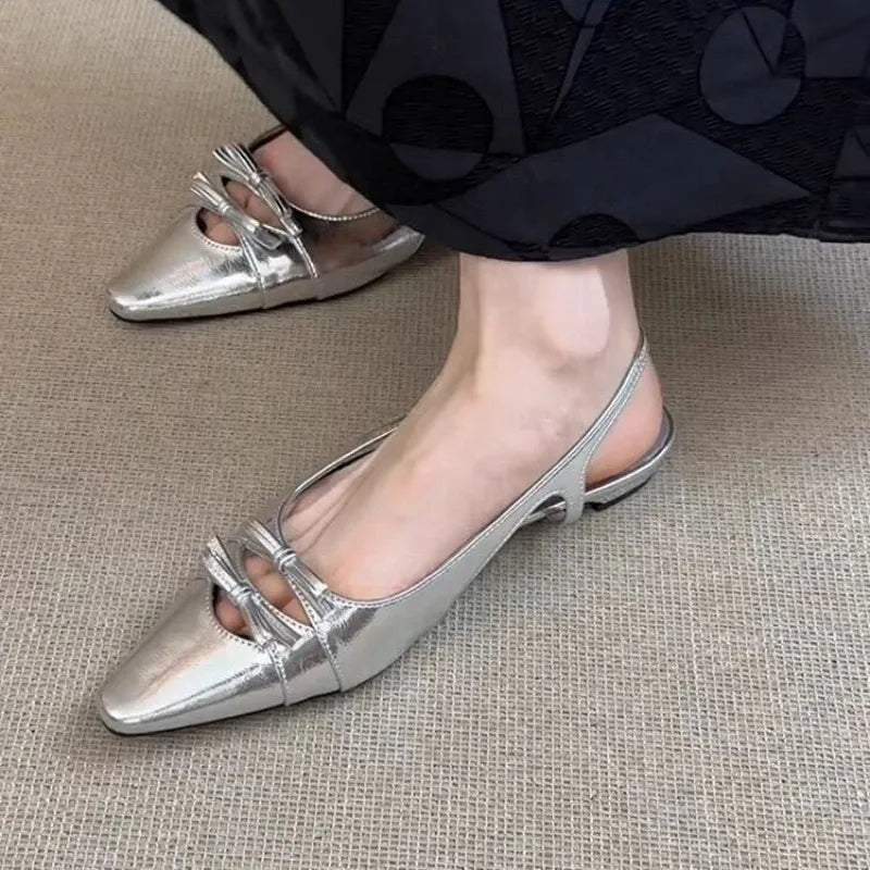 Designer Summer Cover Toe Sandals Butterflyknot Dress Shoes Low Heel Stripper Party Sandalias