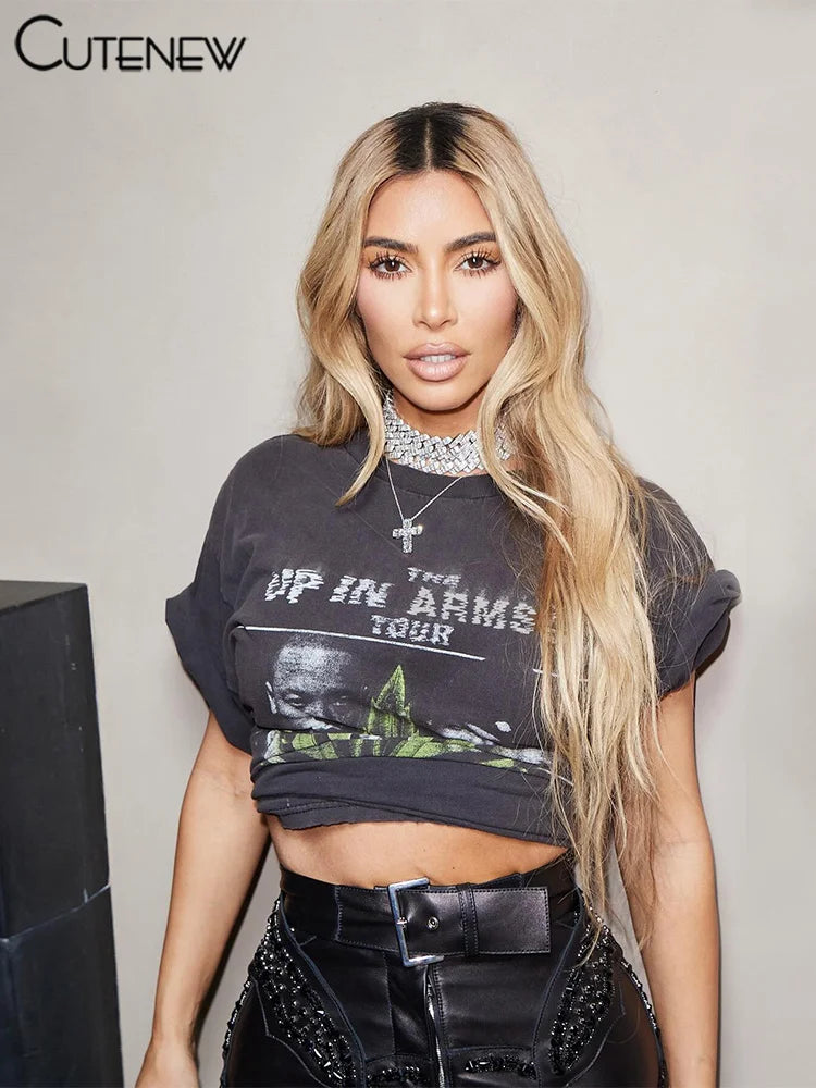 Portrait Print T-shirts Classic Summer New Short Sleeve O-neck Fit Tees Female All-matched Trend Street Top