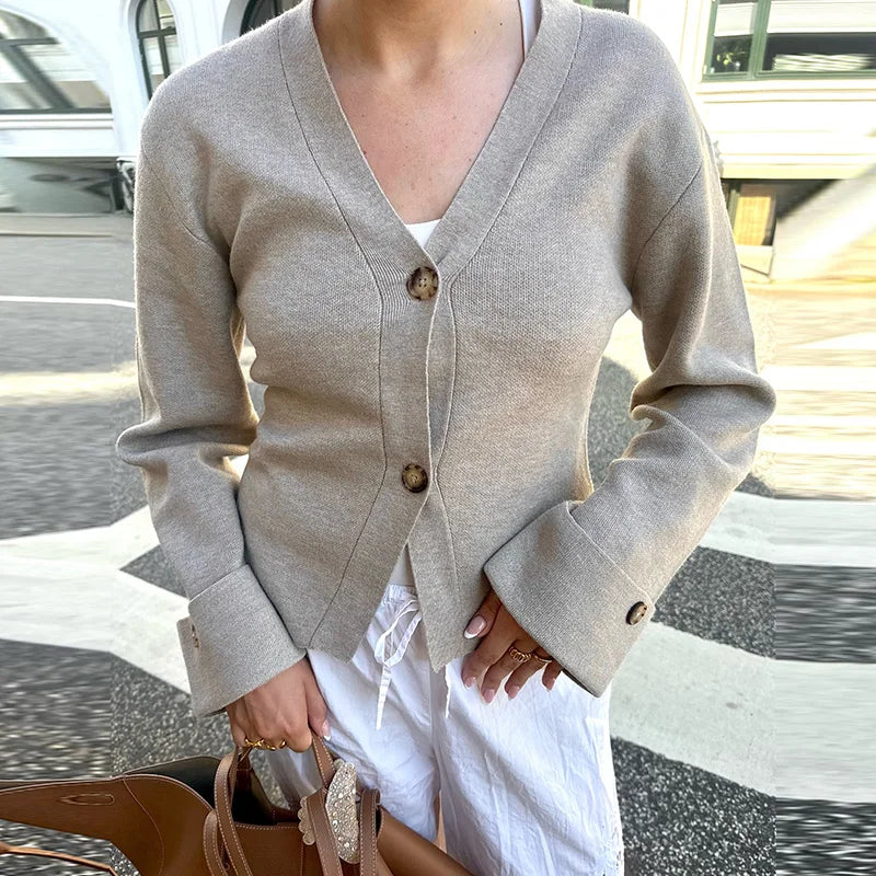 's Cardigan Loose V-neck Knitted Single Breasted Full Sleeve Sweater Female Autumn Winter New Lady Knitwears
