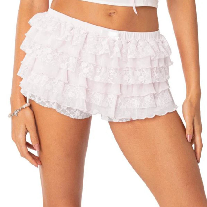 Kawaii Loungewear Y2k Fairy Costume 00s Frill Lace Mini Shorts Japanese Style Lolita Ruffle Multi-layers Bloomer