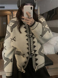 Winter Sweaters Loose Knitwear New Horn Buttons Slim Office Lady Cardigans Daily Coat