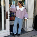 Color Simple Knitted Cardigan Loose Round Neck Single Breasted Sweater Retro Tops Short Sweaters