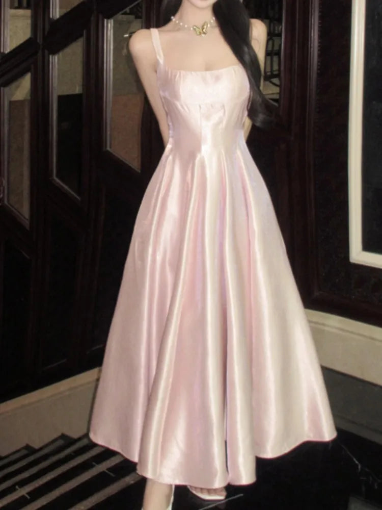 Summer Midi Dress Sleeveless Aline Party Birthday Clothes Female Prom Vestidos New
