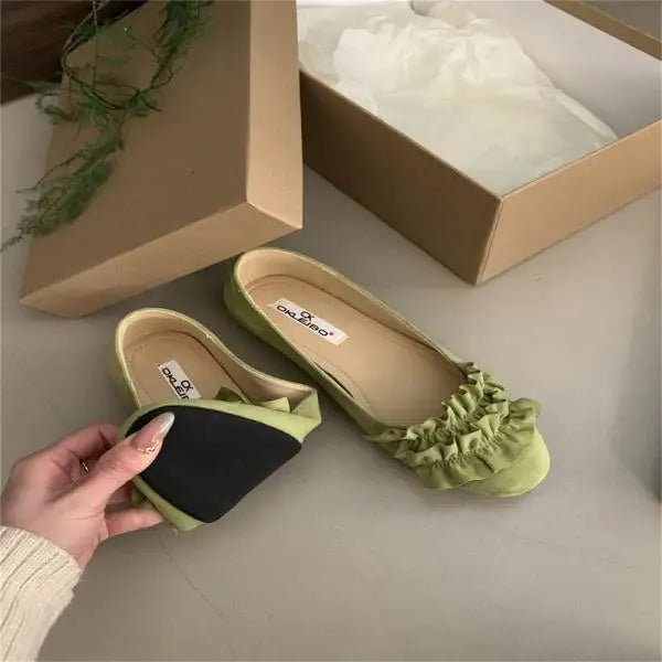 Shoes Woman Flats Shallow Mouth Allmatch Modis Female Sneakers Round Toe Dress New Comfortable Rubber Flock F