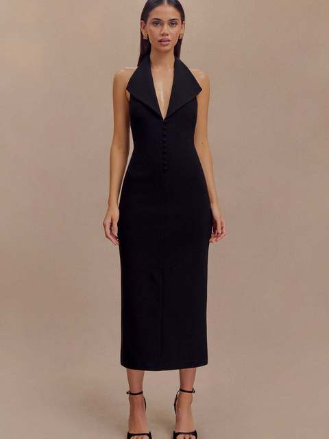 Artcat Sleeveless Button Bodycon Long Dress Deep V Party Evening Dress Autumn/winter New Silm Female Vestdos