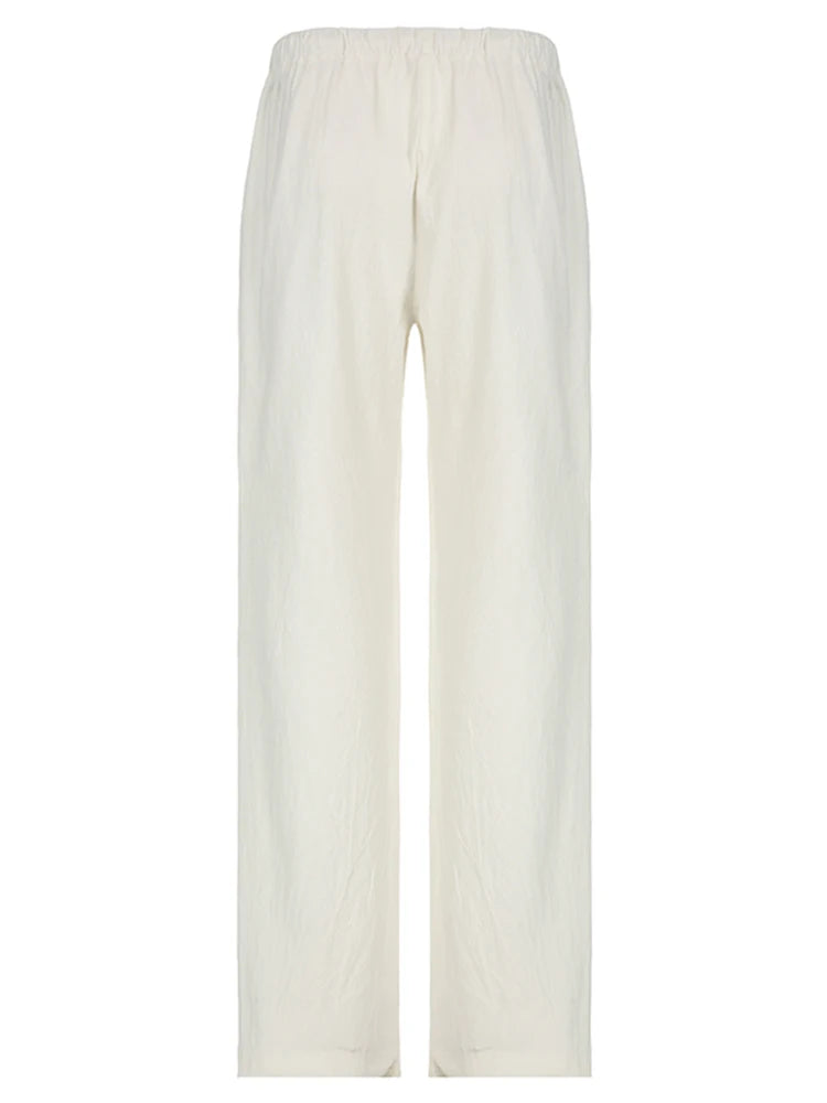 Loose Straight Leg Pants for Simple Lazy Comfortable Summer Vacation Trousers