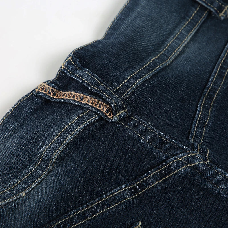 Y2k Flared Jeans Retro Button-up Low Rise Denim Pants Harajuku 2000s Trousers Basic Aesthetic Mom Jeans