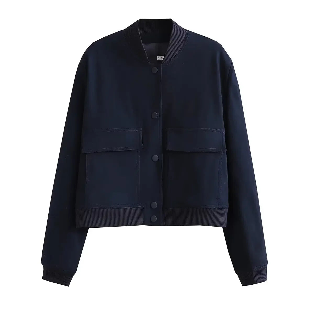 Basic Stand Collar Jacket Long Sleeve Cardigan Button Up Cropped Coat Baseball Outerwear Autumn Winter Clothes
